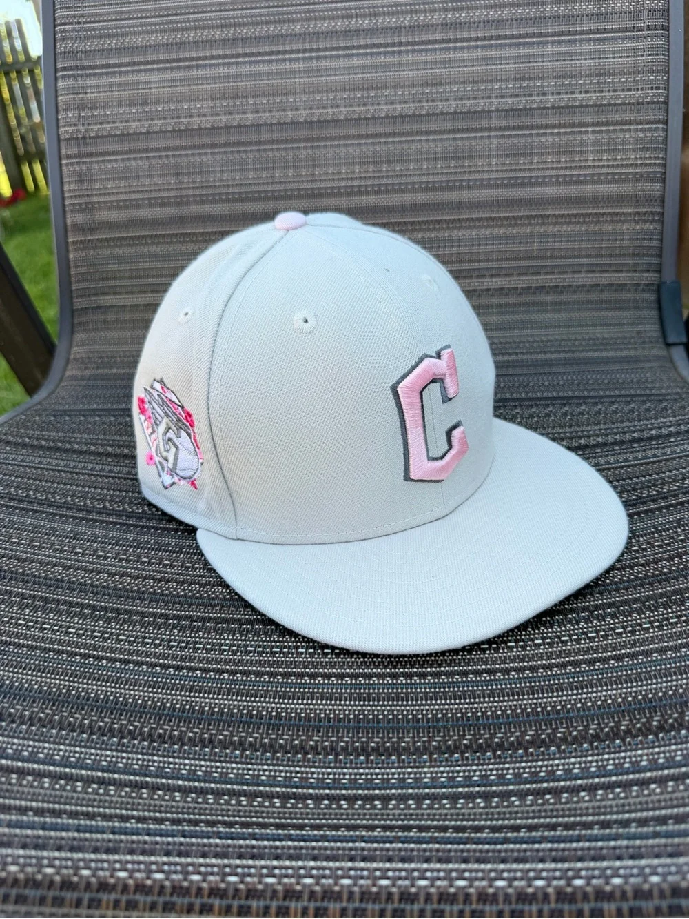 New Era Light Gray Baseball Cap with Pink 'C' Logo